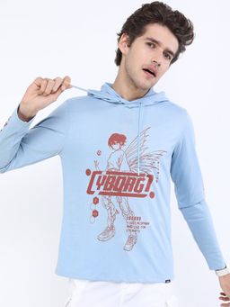 HIGHLANDER - Men Blue Typography Printed Slim Fit T-shirt