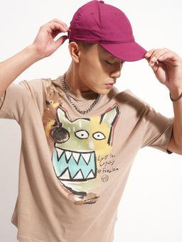 HIGHLANDER - Brown Graphic Print Oversized Tshirt