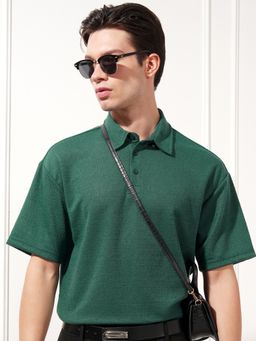 HIGHLANDER - Green Polo Collar Relaxed Fit Polo T-shirt