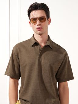 HIGHLANDER - Brown Polo Collar Relaxed Fit Polo T-shirt