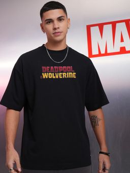 HIGHLANDER - Marvel Men Deadpool Wolverine Round Neck Oversized Drop Shoulder Tshirt