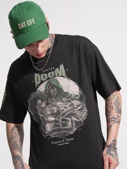 HIGHLANDER - Black Graphic Print Drop Shoulder Tshirt