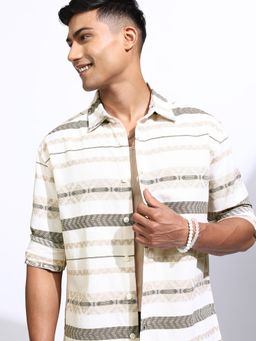 LOCOMOTIVE - Men Jacquard Oversized Regular Fit Shirt