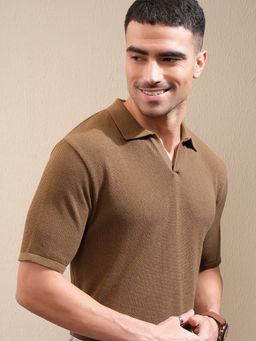 LOCOMOTIVE - Premium Men Knited Textured Polo Neck Relaxed Fit Polo T-Shirt