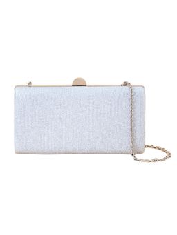 Accessorize London - Women's Faux Leather Silver Lurex Clutch