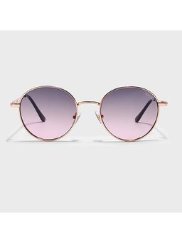 IDOR - Premium Metal Pink Lens Round Uv Protection Sunglass for Unisex-28719-C3 (52)