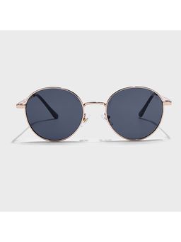 IDOR - Premium Metal Black Lens Round Uv Protection Sunglass for Unisex-28719-C4 (52)