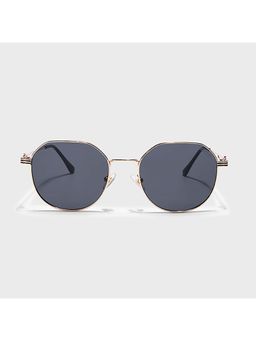IDOR - Premium Metal Black Lens Irregular Uv Protection Sunglass for Unisex-56020-Gd (54)