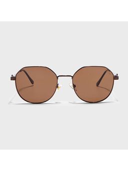IDOR - Premium Metal Brown Lens Irregular Uv Protection Sunglass for Unisex-56020-Gd (54)