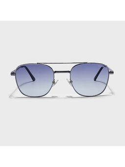 IDOR - Premium Metal Blue Lens Square Uv Protection Sunglass for Unisex-56039-Slv (54)