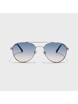 IDOR - Premium Metal Blue Lens Pilot Uv Protection Sunglass for Unisex-56053-Slv (55)