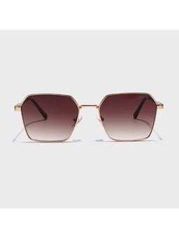 IDOR - Premium Metal Brown Lens Hexagon Uv Protection Sunglass for Unisex-56064-Gd (53)