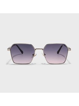 IDOR - Premium Metal Purple Lens Hexagon Uv Protection Sunglass for Unisex-56064-Slv (53)