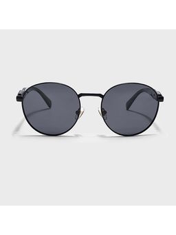 IDOR - Premium Metal Black Lens Round Polarised Sunglass for Unisex-56067-C1 (54)