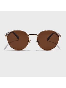 IDOR - Premium Metal Brown Lens Round Polarised Sunglass for Unisex-56067-C2 (54)