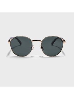 IDOR - Premium Metal Black Lens Round Polarised Sunglass for Unisex-56067-C3 (54)