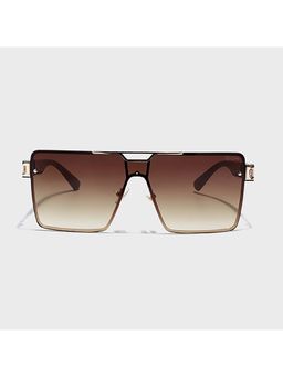 IDOR - Premium Metal Brown Lens Square Uv Protection Sunglass for Unisex-58405-C3 (63)