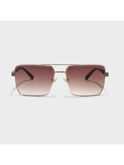 IDOR - Premium Metal Brown Lens Square Uv Protection Sunglass for Unisex-58429-C3 (61)