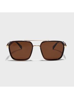 IDOR - Premium Metal Brown Lens Square Polarised Sunglass for Unisex-58524-C4 (56)