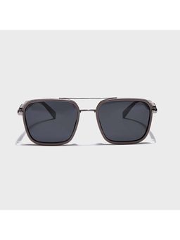 IDOR - Premium Metal Black Lens Square Polarised Sunglass for Unisex-58524-C5 (56)