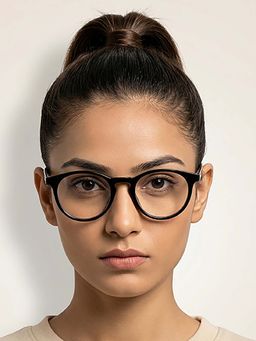 ROYAL SON - Plastic Black Lens Round Blue Light Eyeglass Frames for Unisex-Sf-Rs1111-C1 (47)
