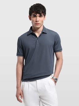 Arrow - Blue Men's Self Design Vertical Striped Regular Fit Polo shirt