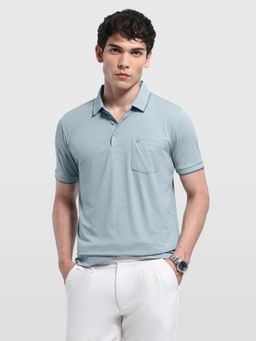 Arrow - Blue Men's Self Design Geometric Regular Fit Polo shirt