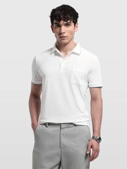 Arrow - White Men's Self Design Geometric Regular Fit Polo shirt