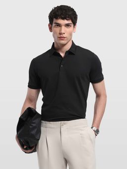 Arrow - Black Men's Self Design Horizontal Striped Regular Fit Polo shirt