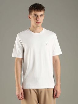 Tommy Hilfiger - White Solid Regular Fit Cotton T-Shirt