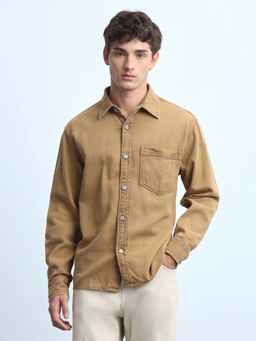 Flying Machine - Brown Men's Solid Relaxed Fit Shirt
