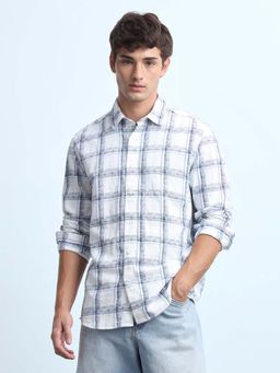Flying Machine - White Men's Tartan Checked Slim Fit Shirt