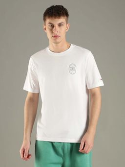 Tommy Hilfiger - White Solid Regular Fit Cotton T-Shirt