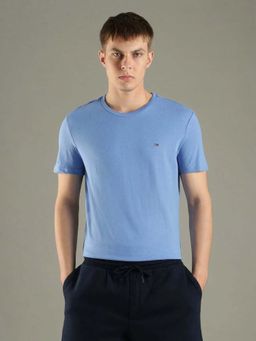 Tommy Hilfiger - Blue Solid Slim Fit Cotton T-Shirt