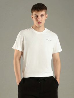Tommy Hilfiger - Off White Solid Slim Fit Cotton T-Shirt