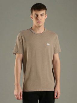 Tommy Hilfiger - Beige Heathered Regular Fit Cotton T-Shirt