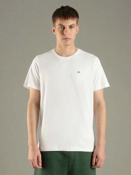 Tommy Hilfiger - White Solid Slim Fit Cotton T-Shirt