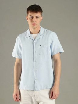 Tommy Hilfiger - Light Blue Solid Boxy Fit Linen Shirt
