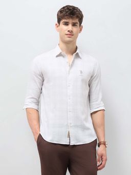 U.S. Polo Assn. Denim Co. - Off White Men's Tartan Checked Dobby Shirt