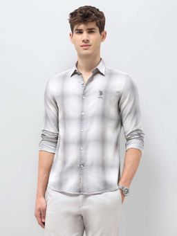 U.S. Polo Assn. Denim Co. - Grey Men's Tartan Checked Dobby Shirt