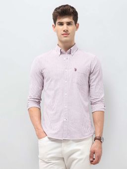 U.S. POLO ASSN. - Pink Men's Vertical Striped Oxford Shirt