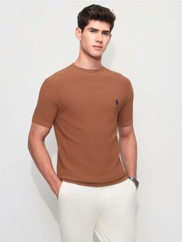 U.S. POLO ASSN. - Rust Men's Textured Slim Fit T-Shirt