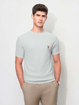 U.S. POLO ASSN. - Grey Men's Textured Slim Fit T-Shirt