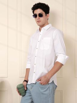 WROGN - Solid Regualr Fit Shirt With Branding | White