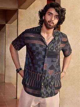 WROGN - Aop Flowy Light Weight Viscose Shirt | Black