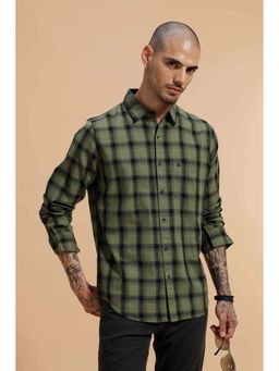 WROGN - Checked Full Sleeve Cotton Shirt | Green