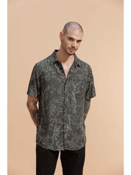 WROGN - Grey Aop Fluid Viscose Shirt | Green