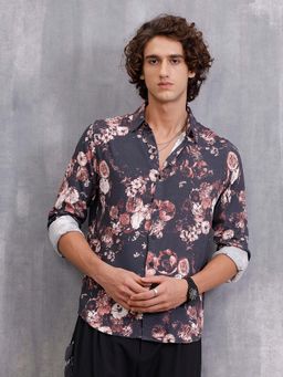 WROGN - Fluid Dark Floral Printed Shirt In Slim Fit | Black