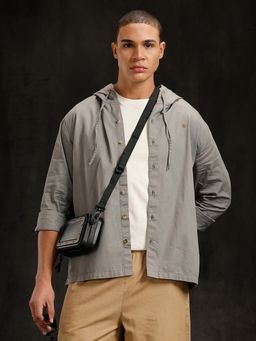 WROGN - Cotton Twill Hoded Shirt | Grey