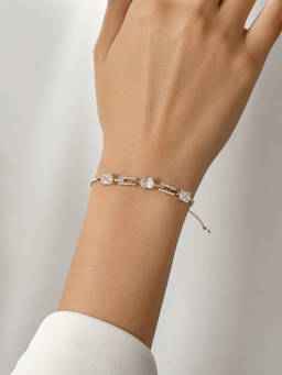 RishiRich Jewels - White Women 925 Sterling Silver Emerald Cut Cz Slider Bracelet